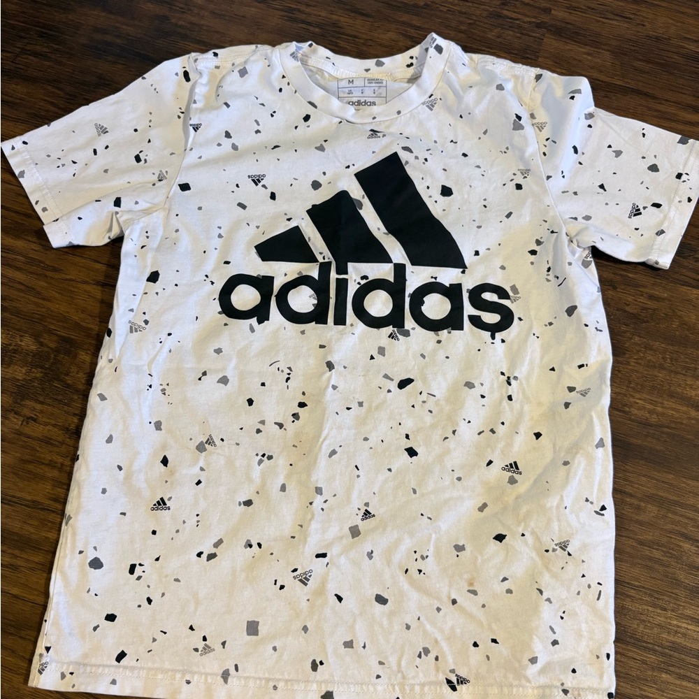 Adidas Speckled White and Black Tee
